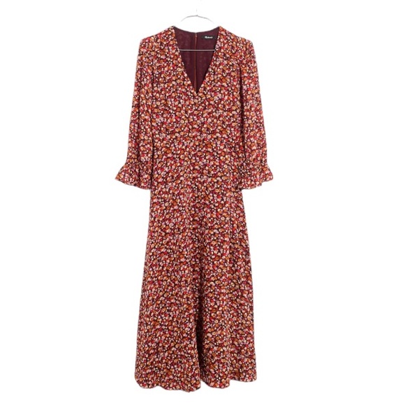 Madewell long-sleeve crossover floral midi dress 8 - Picture 4 of 15